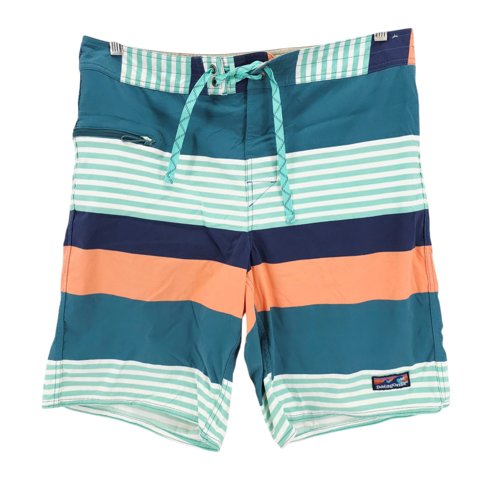 PATAGONIA Wavefarer Board Shorts Men's Striped Colorful Stretch EUC Size 36