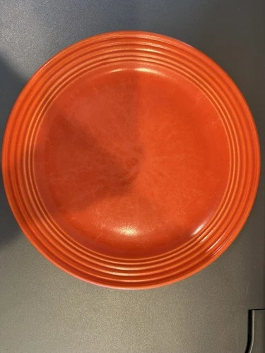 VINTAGE BAUER LOS ANGELES CALIFORNIA POTTERY ORANGE RINGWARE RING PLATE 9 1/2