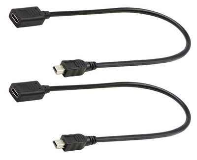 2-Pack USB 2.0 Type-C Female to USB Mini B Male Extension Cable, 30CM