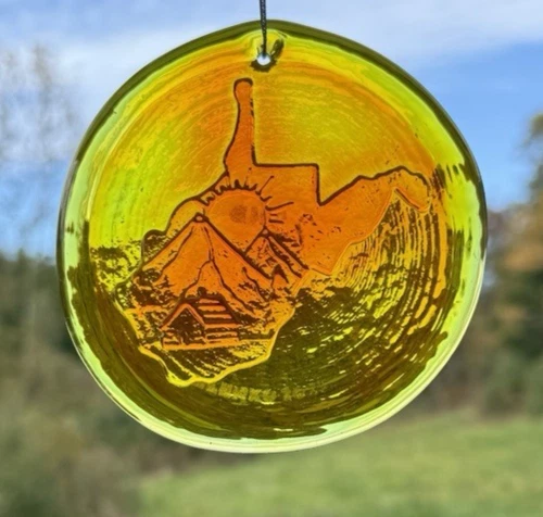 Blenko Glass Suncatcher - WV Take Me Home - Tangerine