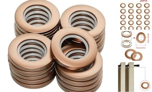 20 Pcs Plastic Curtain Grommets, ABS Curtain Eyelet Rings, Round Matte Coffee