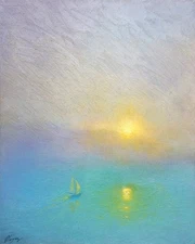 Original oil on canvas Impasto painting, Hand-painted seascape, Impressionism