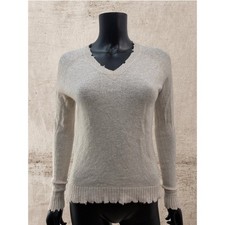 Minnie Rose 100% Cashmere V Neck Sweater Beige XS Lightweight