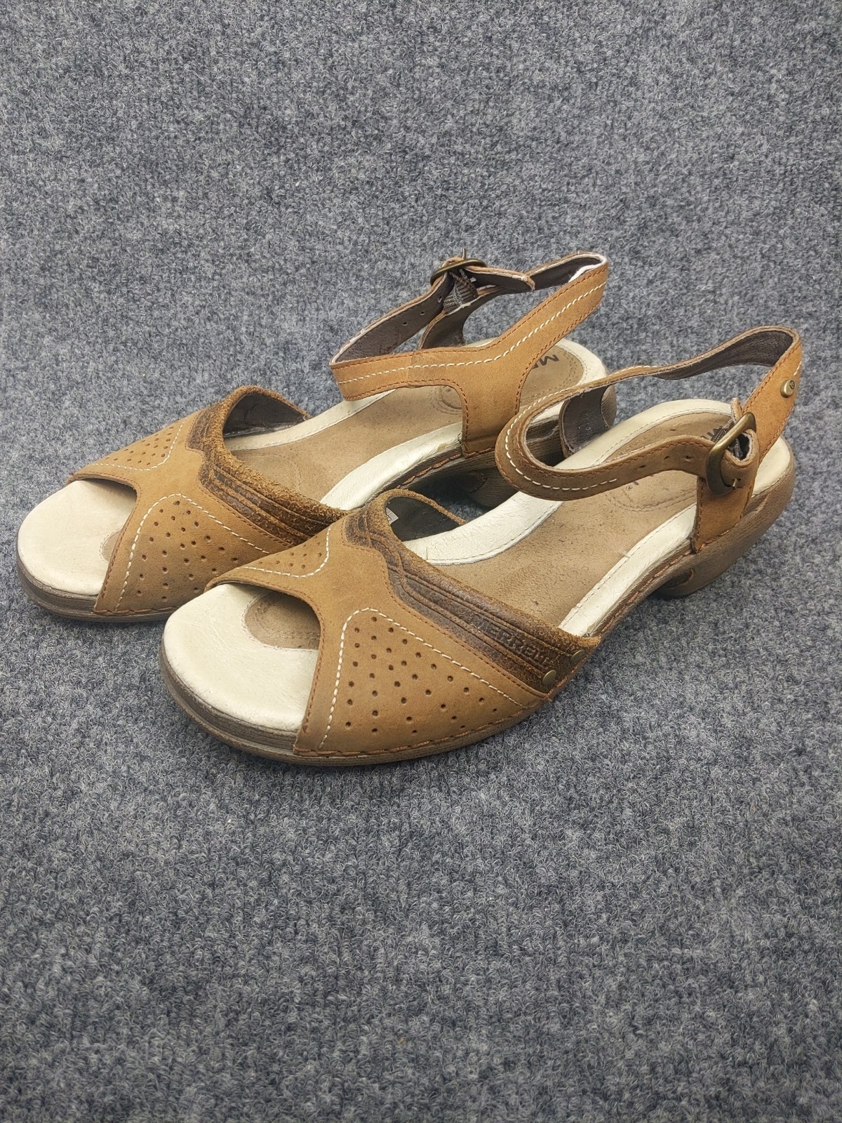 Sandali Merrell donna tg. 6 cornamusa Luxe tracolla pelle marrone casual aperta