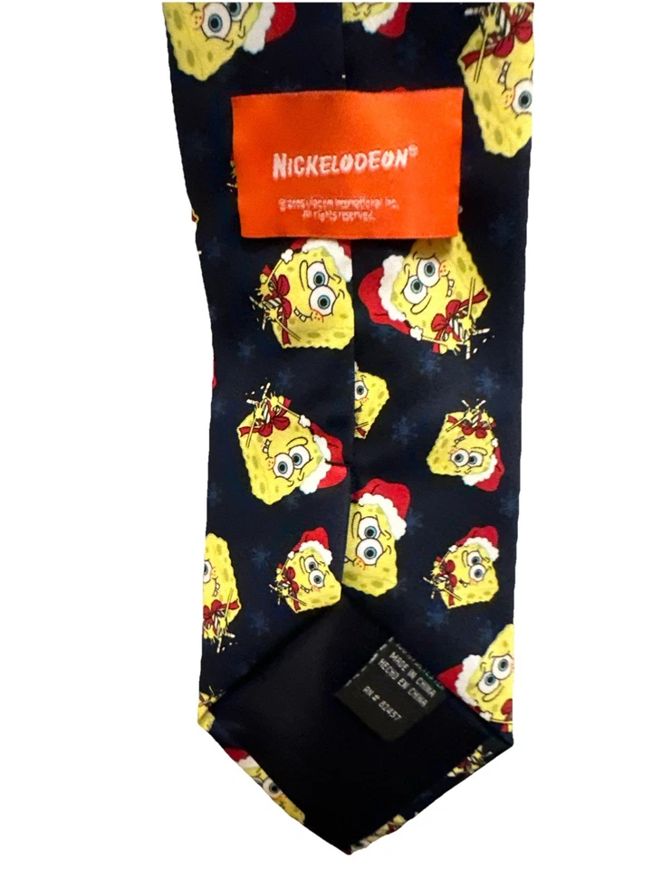 Vintage 2005 Navidad Bob Esponja Pantalones Cuadrados Corbata Cuello Clásico Nickelodeon Foto 3 de 3
