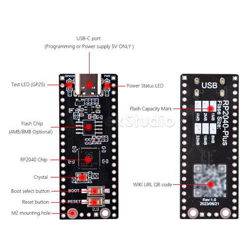 Microcontrolador compatible con pinout RP2040 Plus 4 MB/8 MB con Raspberry Pi Pico - Imagen 3 de 15