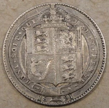 Great Britain 1891 Shilling Mid-Better Circulated Grade