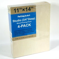 11"x14" Unfinished Birch Wood Painting Panel 3/4" Deep Cradle Canvas Art Board