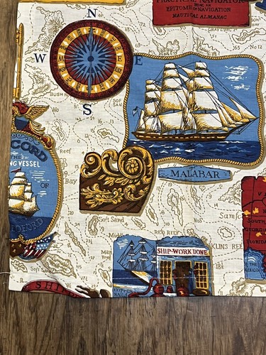 2 Vintage NAUTICAL SHIPS BOATS Curtain PANELS 36" long x 41" wide ROD POCKET - Picture 6 of 10