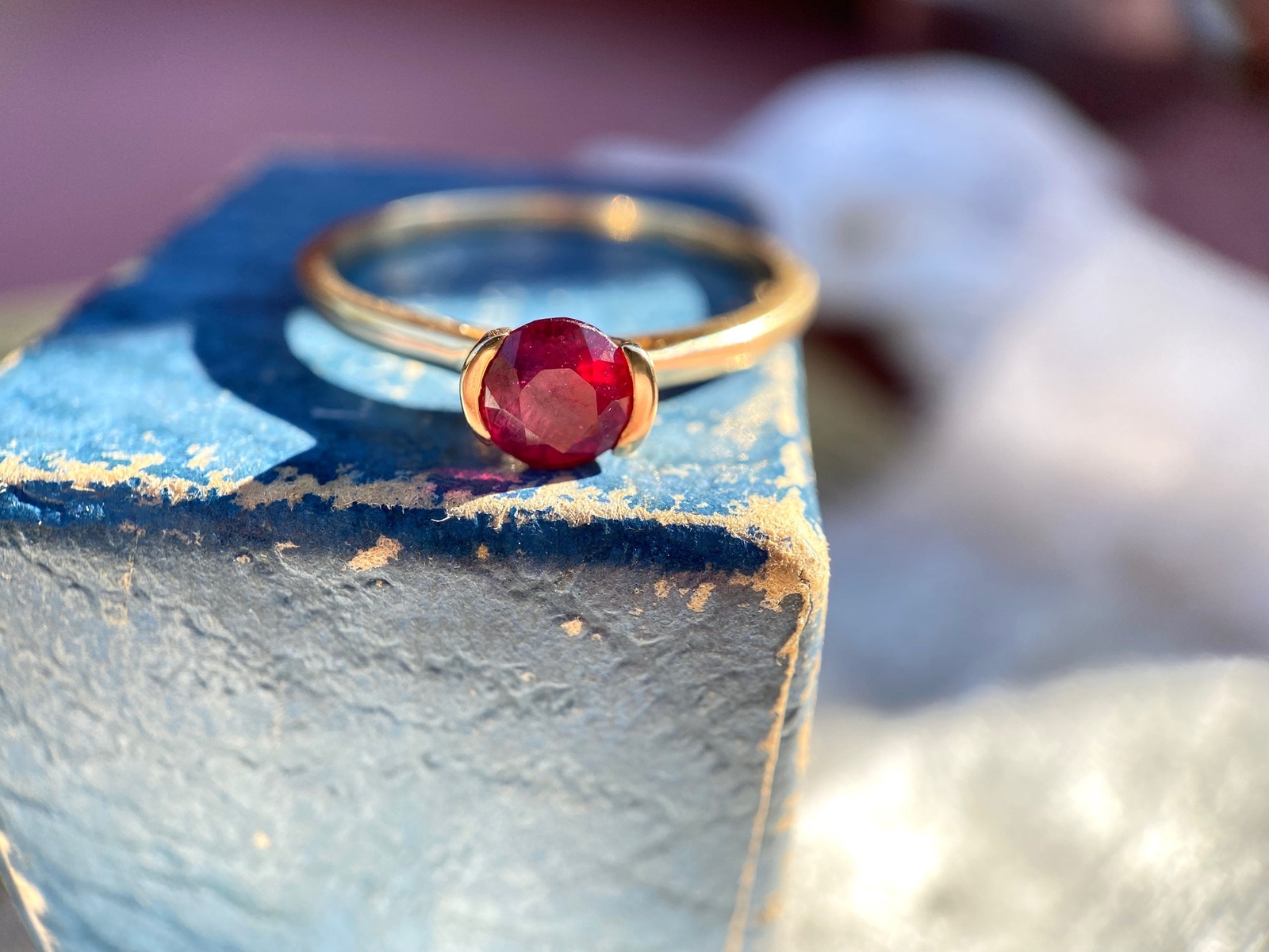 Semi-Bezel Minimalistic Set Ruby Solitaire Ring i… - image 2