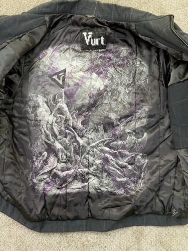 Vurt Jacket Men's Medium Gray Plaid Pac Sun Trucker Fallen Angels Lining - Picture 11 of 18
