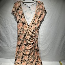 Lucy & Lauren Ruched Cross Front Stretch Knit Evening Dress Orange  Small