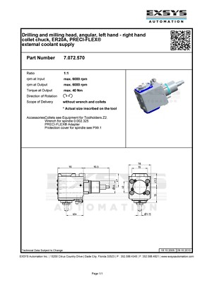 Live tool holder, angular, left/right hand collet chuck, ER20A, 7.072.570