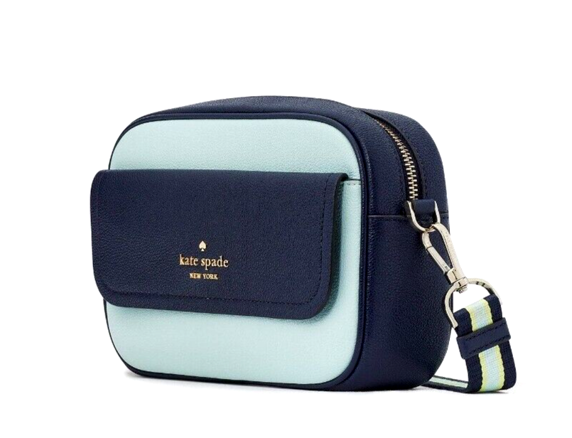 New Kate Spade Rosie Colorblock Leather Flap Camera bag Crossbody Turquoise