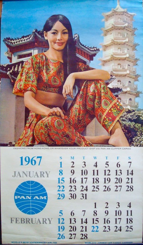 PAN AMERICAN AIRLINES CARGO CALENDAR 1967 Vintage 6 pages TRAVEL