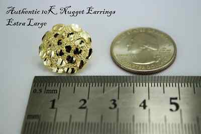 10K Soild Gelbgold Nugget Runde Diamantschliff Ohrstecker für Herren Damen