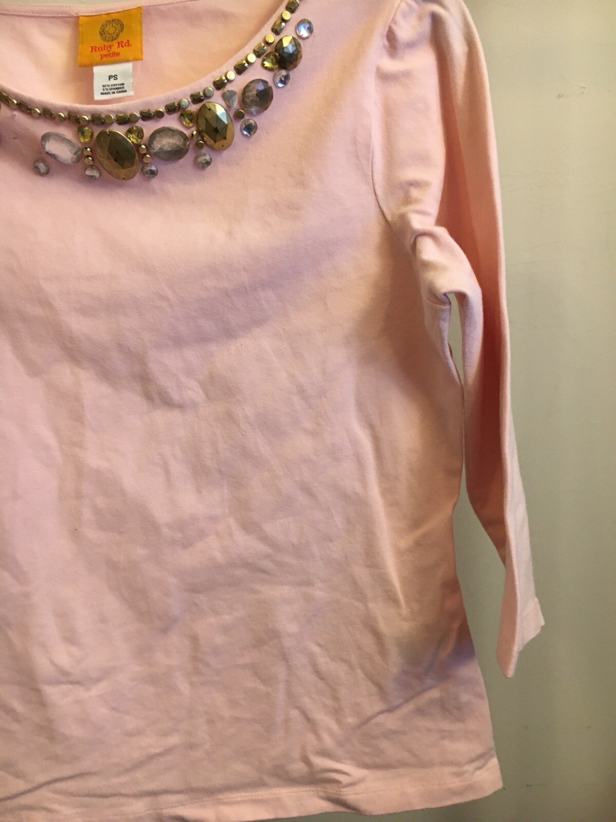 Woman's S Petite Ruby Rd Solid Pink Long Sleeve P… - image 4