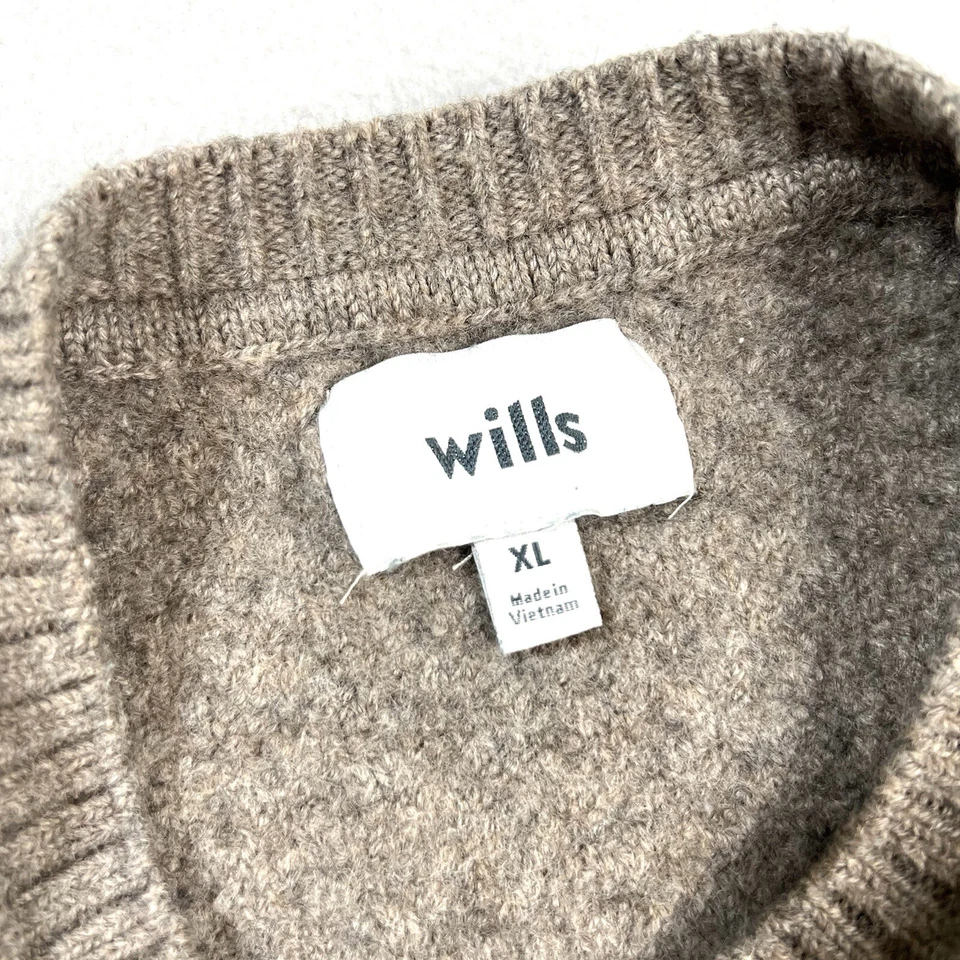 Suéter tejido con cable Huckberry Wills niños XL avena tostada 100 % lana pescador Foto 2 de 4