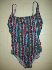 GOTTEX  Multicolor 1 Pc Square Neck Tank Swimsuit Sz 14 NWT