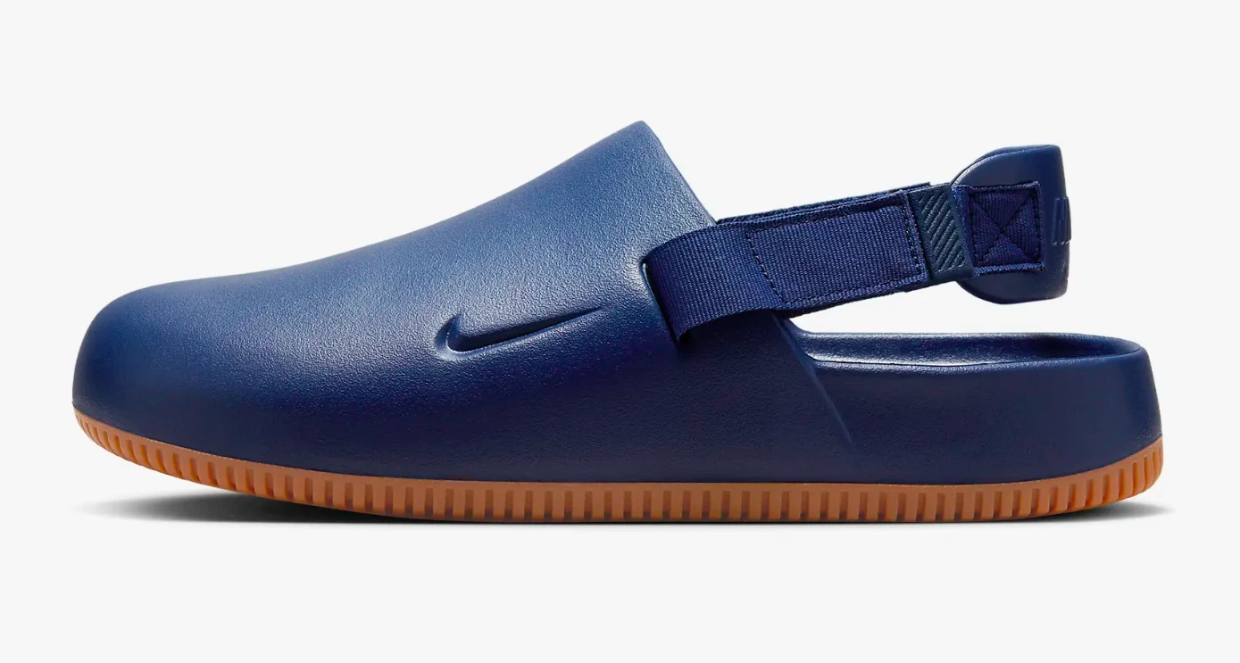 Nike Calm Uomo Mules Cinturino Regolabile Rimovibile Navy Marrone