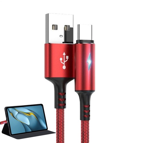 USB C Cable Nylon Fast Charging Cable With LED Light For Laptop, Computer, Phone - Photo 5 sur 21