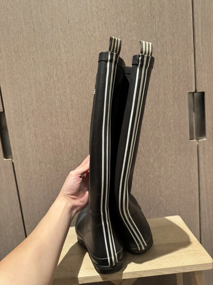 Henri Bendel Botas Altas Marrón Lluvia Goma Botas Botas de Agua Mujer Talla 7 Foto 4 de 4