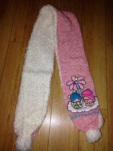 little twin stars kiki lala sherpa soft knit pink scarf rare