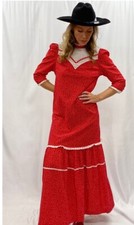 Vintage 1970s Maxi Dress Ric Rac Trim Victorian Style Prairie Dress