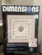 Vtg 1986 Dimensions Counted Cross Stitch Kit 3610 ROSES N LACE 14x14 New