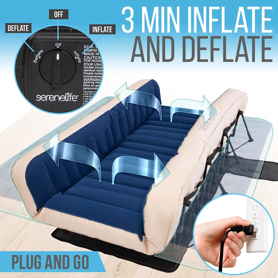 Colchón de aire inflable SereneLife SLEZBDKG50 cama EZ con bomba de interruptor individual, King Foto 4 de 4