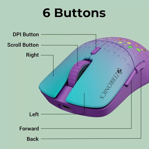 ZEBRONICS MARINE Wireless Mouse with Rechargeable Battery, BT + 2.4GHz, 6 Button - Picture 4 of 5