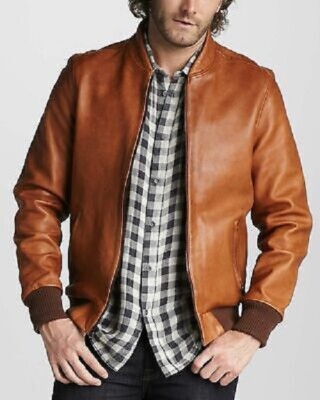 Hellbraun Leder Bomber Jacke für Herren - Modisch Vielseitig Und Hochwertig