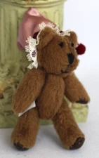 Miniature Jointed Teddy Bear Plush 1/6 Scale Barbie Diorama Doll house Mattel