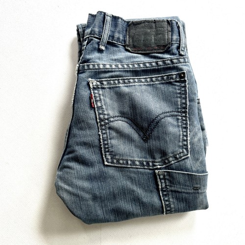 Levi’s Boys’ 511 Jeans 26x26 Black Label Distressed Skinny Straight Rare Moto - Picture 21 of 21