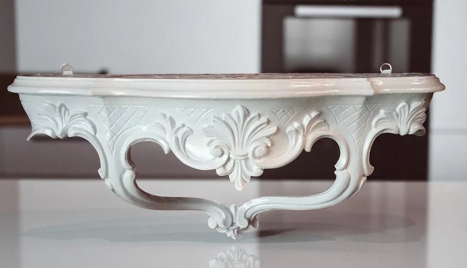 Wandkonsole Weiß Wandablage 45x21cm Hängekonsole Antik Wandregal BAROCK Ablage - Bild 2 von 4