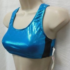 Dance Cheer Racer Back Bra Top Foil Turquoise or Silver Ladies/Girls 97122