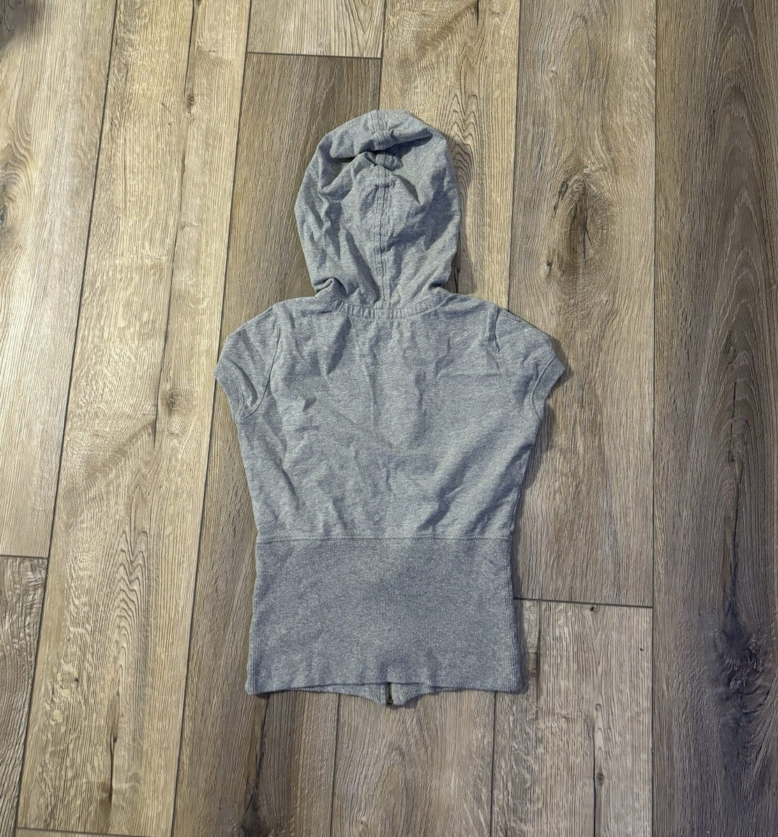 Armani Exchange A|X Grey & Yellow Zip-Up Short Sleeve Hoodie Size