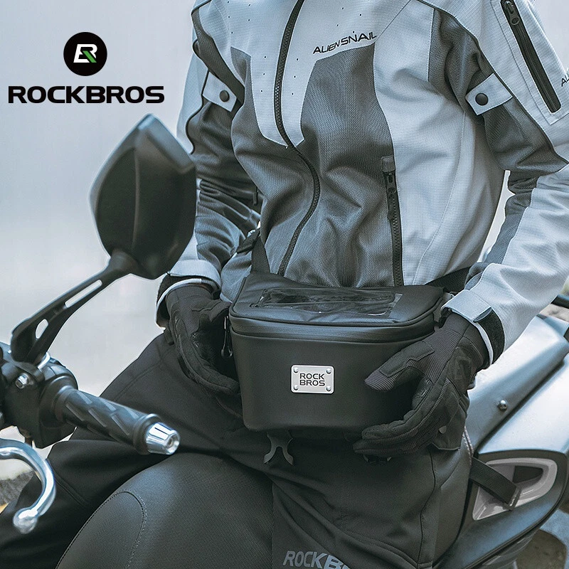 ROCKBROS Handlebar Storage Bag Motorcycle Bike Handle Bar Bag w/6.2" Phone Pouch - Image 3 of 4