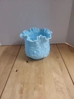 Vintage Fenton Blue Satin Poppy Vase Original Nice Condition