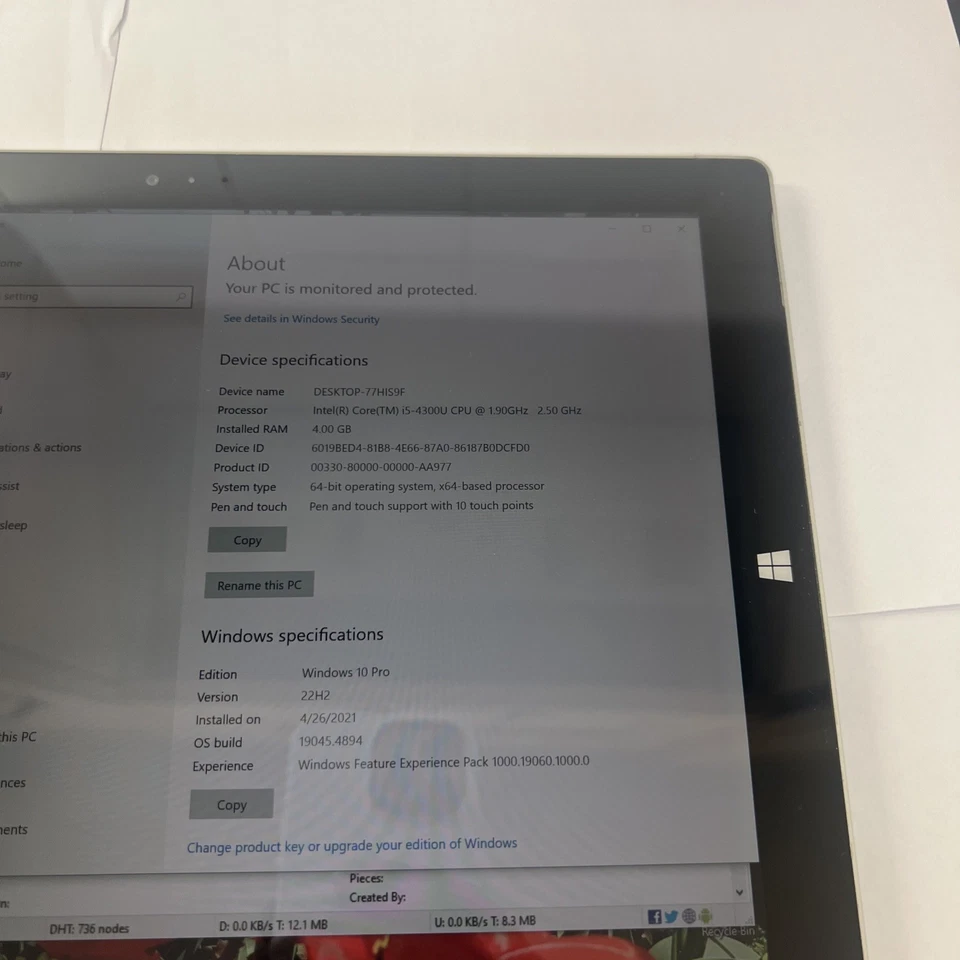 Microsoft Surface Pro 3 Intel i5-4300U 2.50G 4GB RAM 128GB SSD Dock Case Bundle - Image 2 of 4