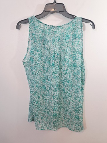 Christopher & Banks Women's White Teal Paisley Tanktop Blouse Beaded Medium - Picture 2 of 6