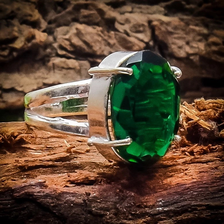 Chrome Diopside Gemstone 925 Sterling Silver Gemstone Jewelry Ring All Size" - Image 2 of 4