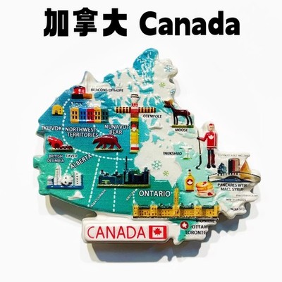 Explore Canada Map 3D Tourist Souvenir Resin Refrigerator Fridge Magnet Craft