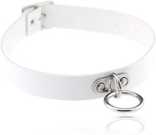 Adjustable Leather Choker Collar Soft PU Circle Punk Choker Belt Necklace for Wo