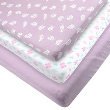 Organic Cotton 3 Pack Fitted Mini Crib Sheets 38x24 - Soft, Breathable, Portable