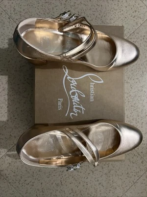 CHRISTIAN LOUBOUTIN scarpa donna size Eu 39,5 mod MISS JANE 55 pelle ROSE' MJ1 - Photo 1/4