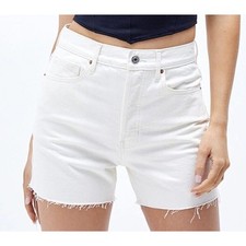 NWT Pacsun Womens 25 Distressed Frayed 90's Girlfriend Denim Short White MSRP 47