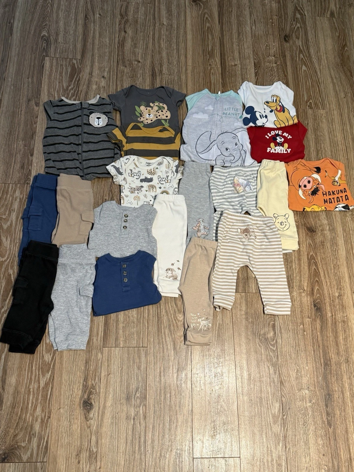Gerber, Disney Baby, & Jumping Beans Baby Boy Clothing Bundle Sizes 3-6 M & 6M