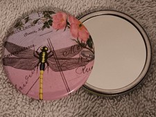 Hand Mini Small Pocket Round Cosmetic Makeup Compact Travel Mirror Dragonfly