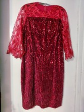SHEIN Sequin Dress Knee Length Women Size 1XL Burgundy